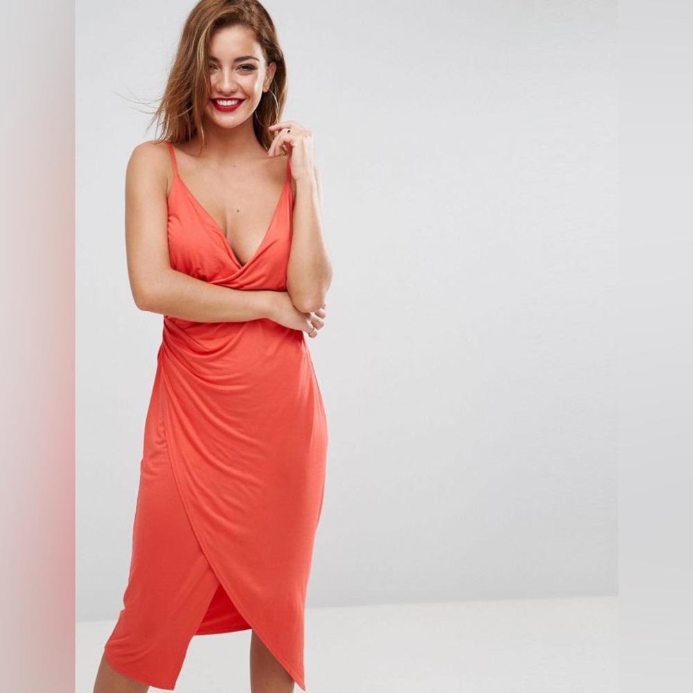 NWT ASOS Cami Drape Crepe Midi Slip Dress
